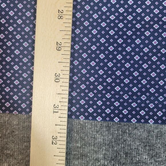 Peter Millar Golf Polo Shirt Mens 2XL Purple Geometric Pattern BlueJack National - Picture 9 of 11